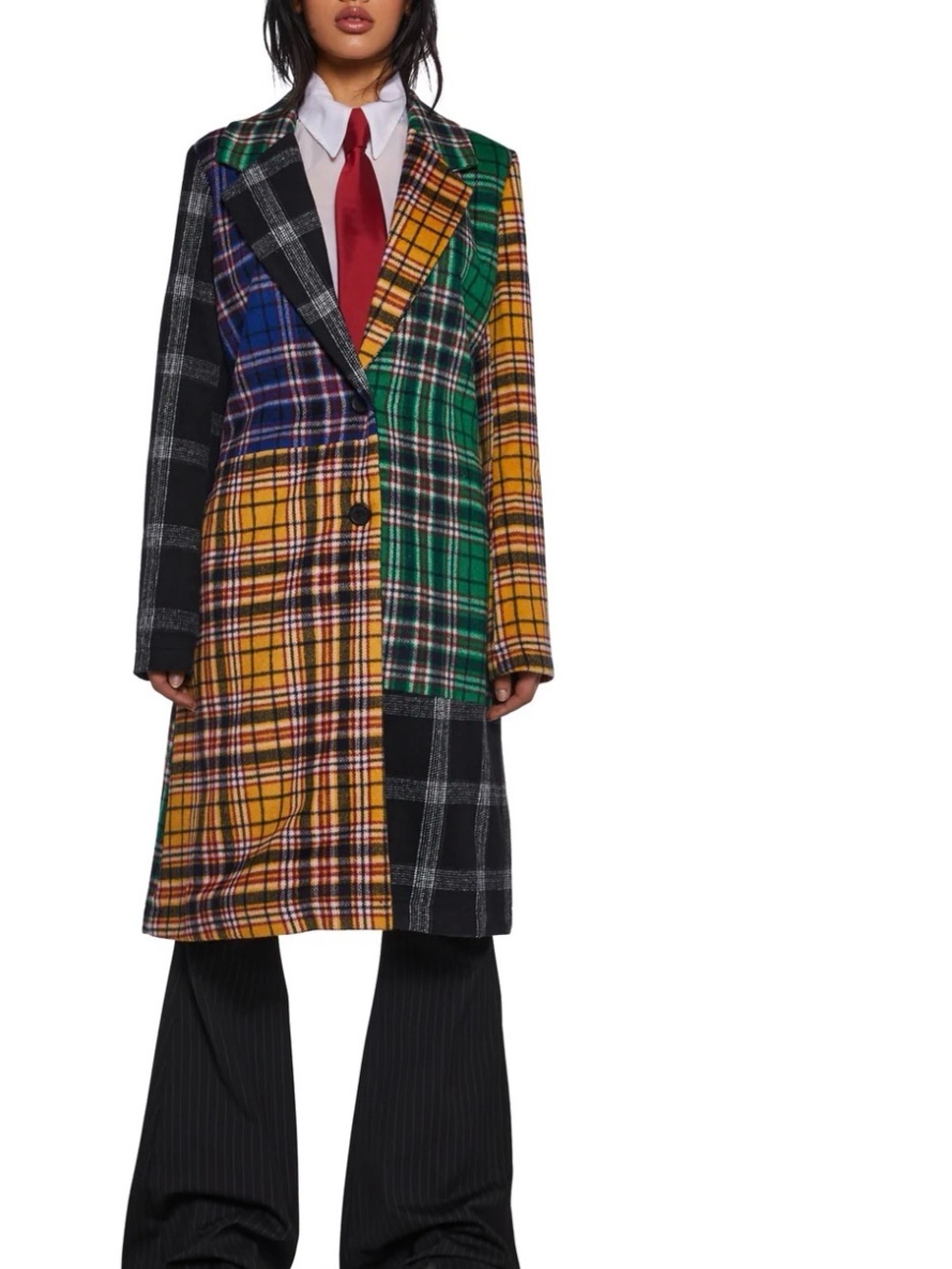 Current Mood Plaid Coat in Yellow, Green, Blue & Black